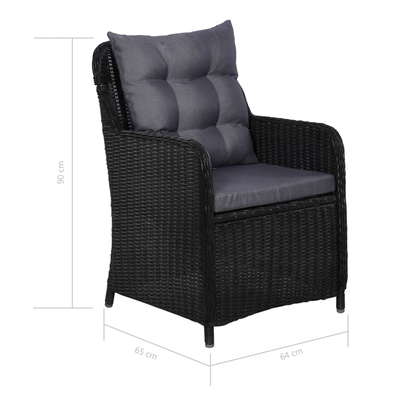 Bowery Hill Outdoor Dining Set in Black Powder-Coated Steel Large Durable