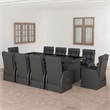 Bowery Hill Outdoor Dining Set in Black PE Rattan/Powder-Coated Steel/Glass