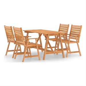 Bowery Hill Outdoor Dining Set Rich Wood in Brown Solid Acacia Wood Medium