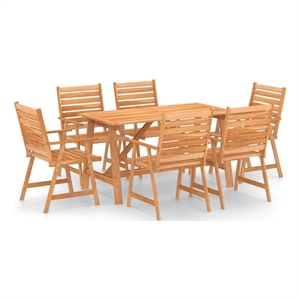 Bowery Hill Contemporary Outdoor Dining Set Solid Acacia Wood Medium