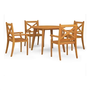 Bowery Hill Acacia Wood With An Oiled Finish Garden Dining Set in Natural/Brown
