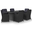 Bowery Hill Dining Set in Black PE Rattan 7 Piece Removable Covers