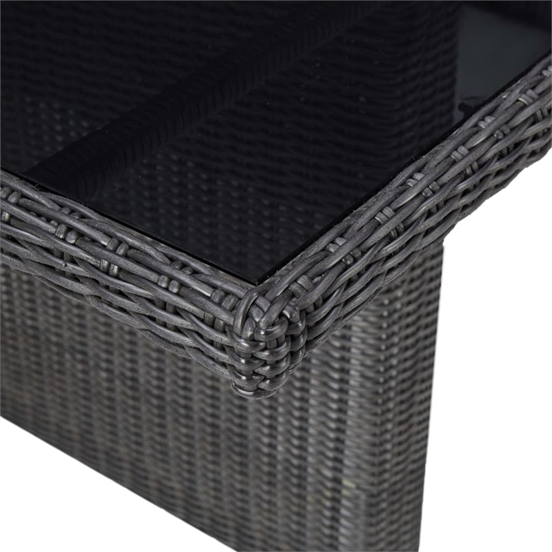 Bowery Hill Dining Set in Black PE Rattan 7 Piece Removable Covers