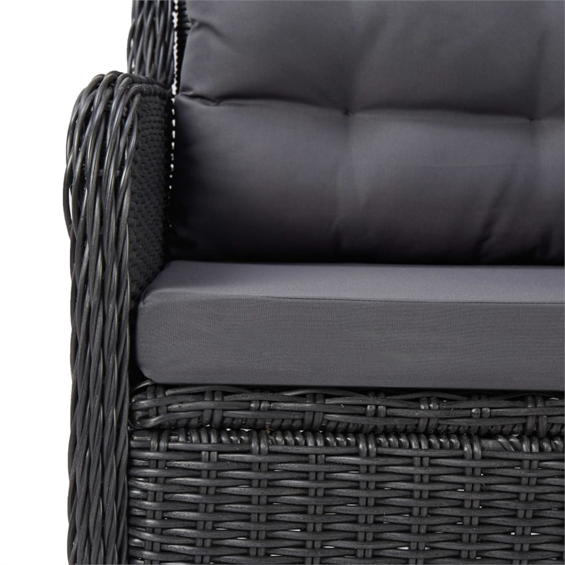 Bowery Hill Dining Set in Black PE Rattan 7 Piece Removable Covers