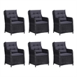 Bowery Hill Dining Set in Black PE Rattan 7 Piece Removable Covers