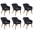 Bowery Hill Contemporary 7 Piece Patio Dining Set Poly Rattan in Black