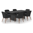 Bowery Hill Contemporary 7 Piece Patio Dining Set Poly Rattan in Black