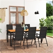 Bowery Hill PE Rattan Dining Set with Multi-Position Backrest in Black/Brown