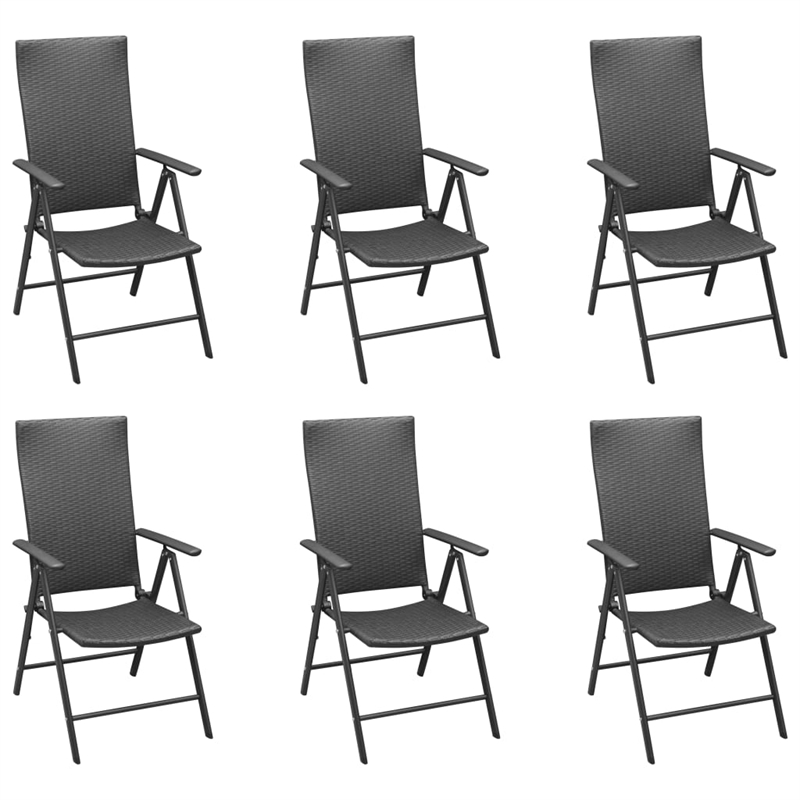 Bowery Hill PE Rattan Dining Set with Multi-Position Backrest in Black/Brown