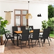Bowery Hill PE Rattan/Aluminum/WPC Dining Set in Black/Brown