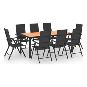 Bowery Hill PE Rattan/Aluminum/WPC Dining Set in Black/Brown