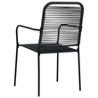 Bowery Hill Cotton Rope/Powder-Coated Steel/Tempered Glass Dining Set in Black