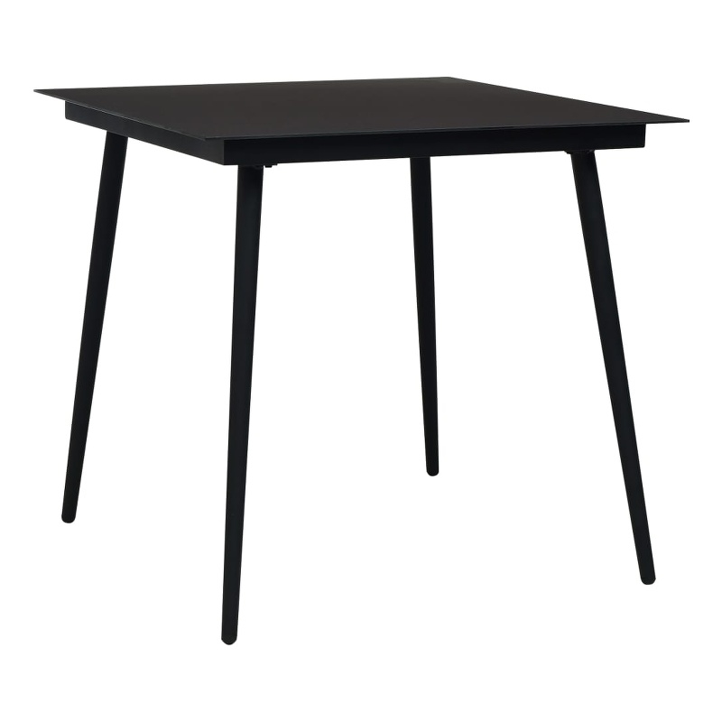 Bowery Hill Cotton Rope/Powder-Coated Steel/Tempered Glass Dining Set in Black