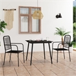 Bowery Hill Cotton Rope/Powder-Coated Steel/Tempered Glass Dining Set in Black