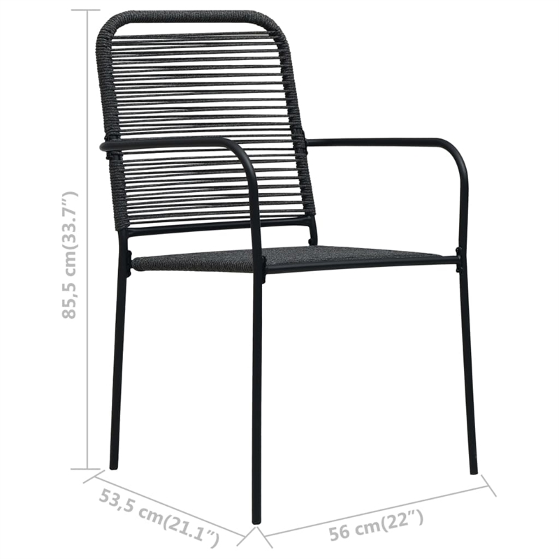 Bowery Hill Cotton Rope/Powder-Coated Steel/Tempered Glass Dining Set in Black