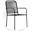 Bowery Hill Cotton Rope/Powder-Coated Steel/Tempered Glass Dining Set in Black