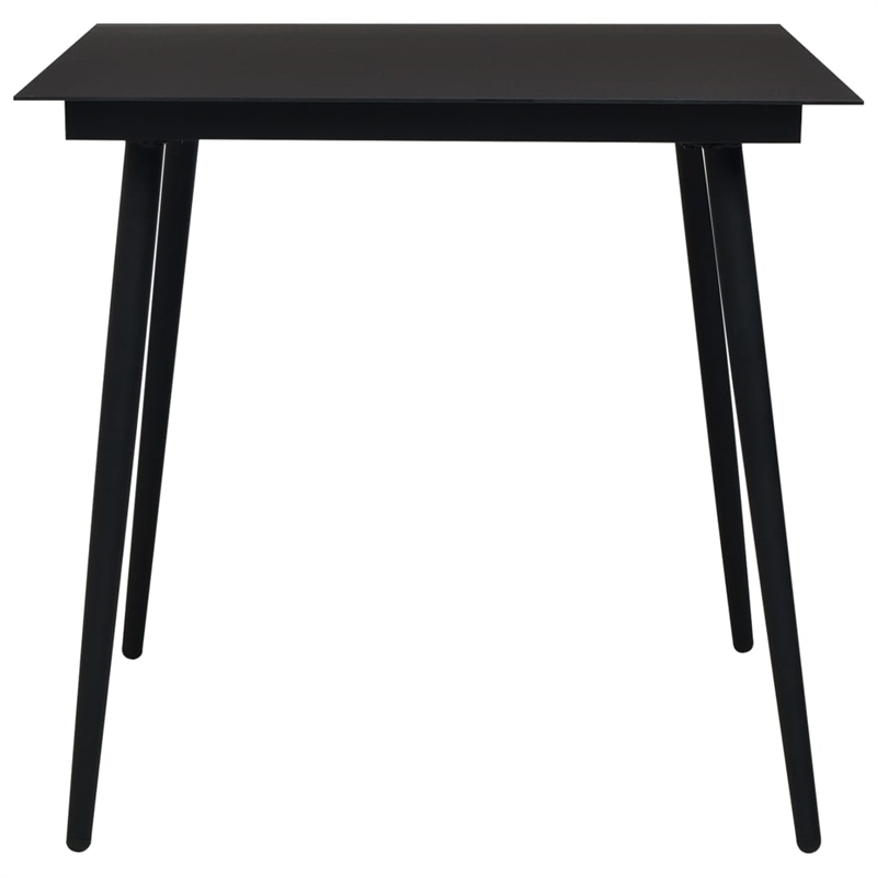 Bowery Hill Cotton Rope/Powder-Coated Steel/Tempered Glass Dining Set in Black