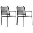Bowery Hill Cotton Rope/Powder-Coated Steel/Tempered Glass Dining Set in Black