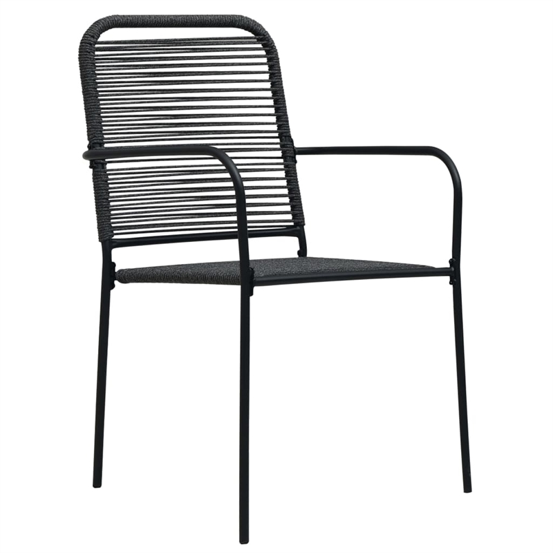 Bowery Hill Cotton Rope/Powder-Coated Steel/Tempered Glass Dining Set in Black