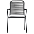 Bowery Hill Cotton Rope/Powder-Coated Steel/Tempered Glass Dining Set in Black