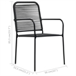 Bowery Hill Cotton Rope/Powder-Coated Steel/Tempered Glass Dining Set in Black