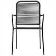 Bowery Hill Cotton Rope/Powder-Coated Steel/Tempered Glass Dining Set in Black
