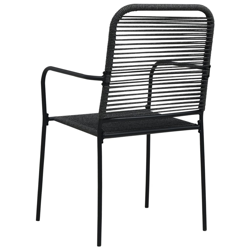 Bowery Hill Cotton Rope/Powder-Coated Steel/Tempered Glass Dining Set in Black