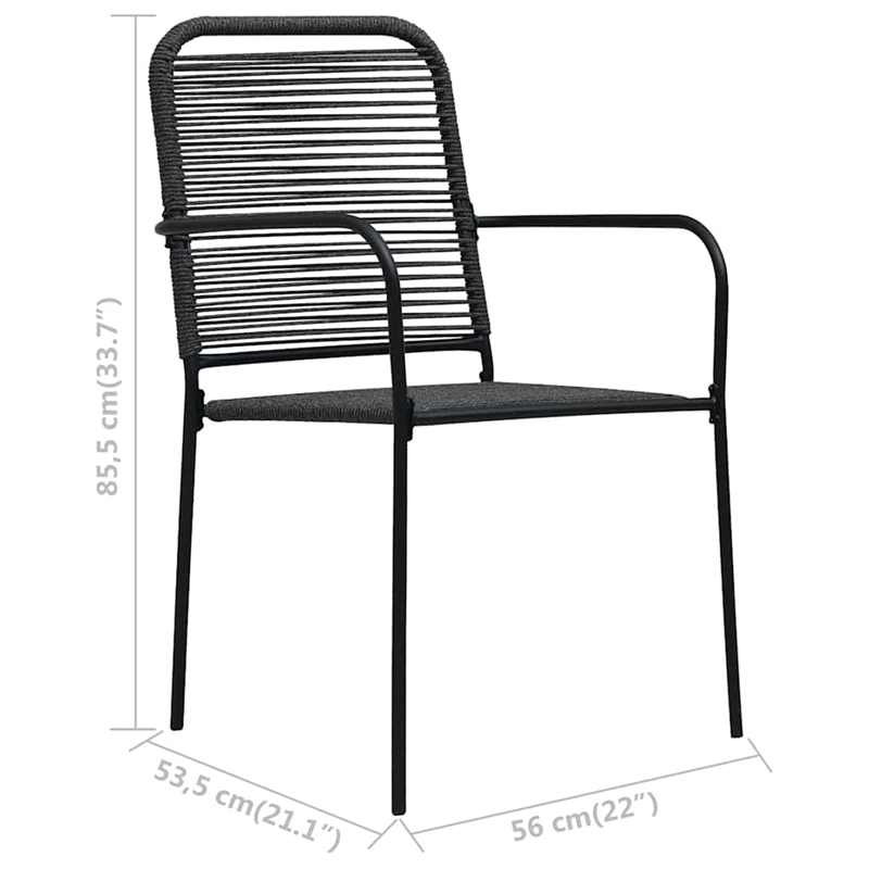 Bowery Hill Cotton Rope/Powder-Coated Steel/Tempered Glass Dining Set in Black