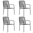 Bowery Hill Cotton Rope/Powder-Coated Steel/Tempered Glass Dining Set in Black