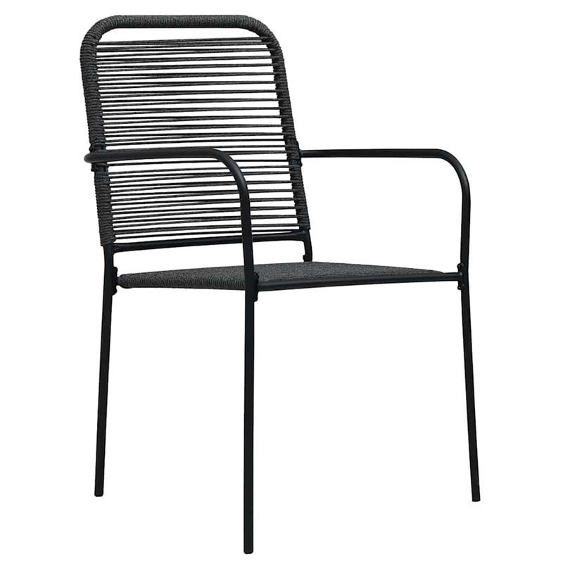 Bowery Hill Cotton Rope/Powder-Coated Steel/Tempered Glass Dining Set in Black