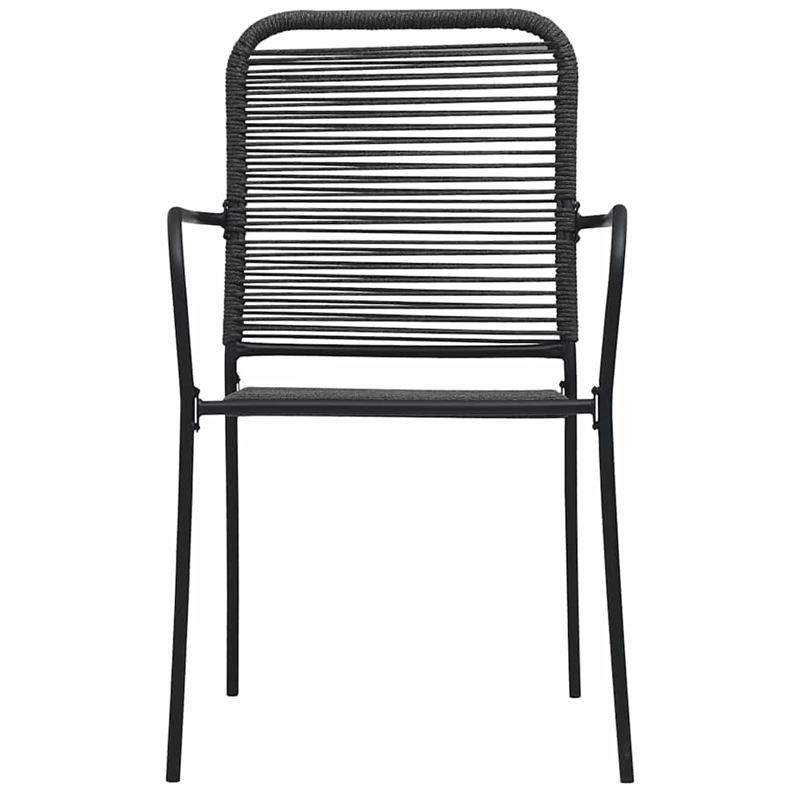 Bowery Hill Cotton Rope/Powder-Coated Steel/Tempered Glass Dining Set in Black