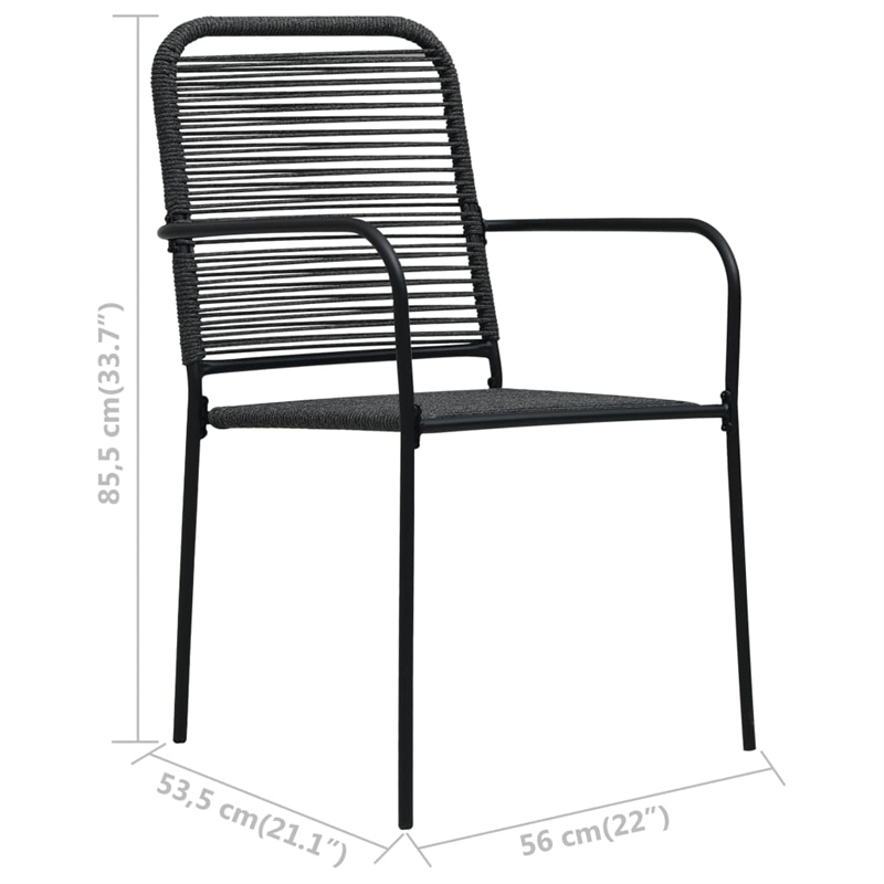 Bowery Hill Cotton Rope/Powder-Coated Steel/Tempered Glass Dining Set in Black