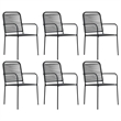Bowery Hill Cotton Rope/Powder-Coated Steel/Tempered Glass Dining Set in Black