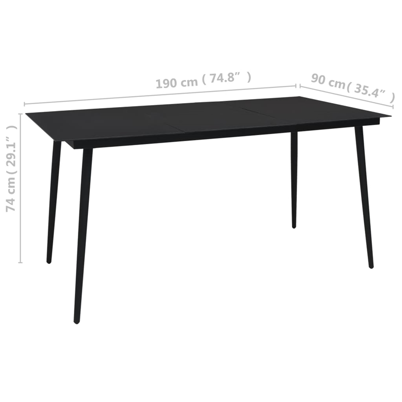 Bowery Hill Cotton Rope/Powder-Coated Steel/Tempered Glass Dining Set in Black