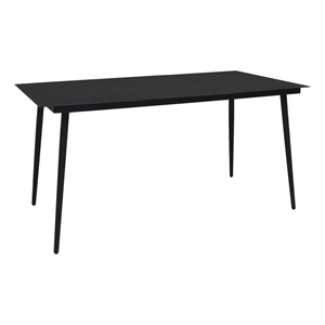 Bowery Hill Cotton Rope/Powder-Coated Steel/Tempered Glass Dining Set in Black