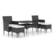 Bowery Hill Contemporary Weather-Resistant Garden Dining Set in Black