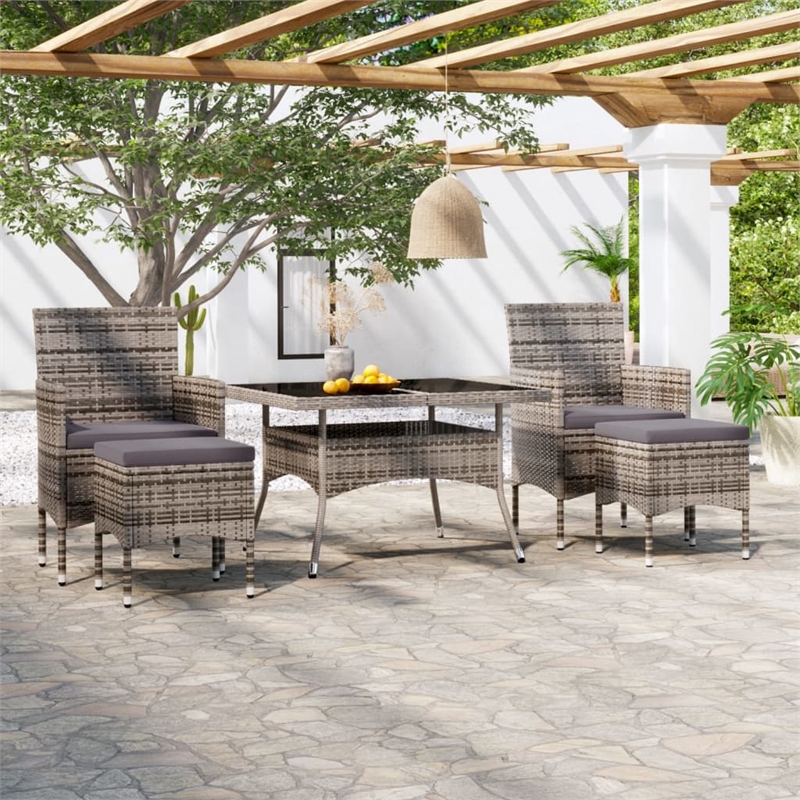 Bowery Hill Contemporary Weather-Resistant Garden Dining Set in Gray