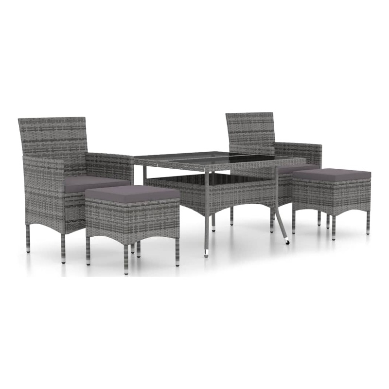 Bowery Hill Contemporary Weather-Resistant Garden Dining Set in Gray