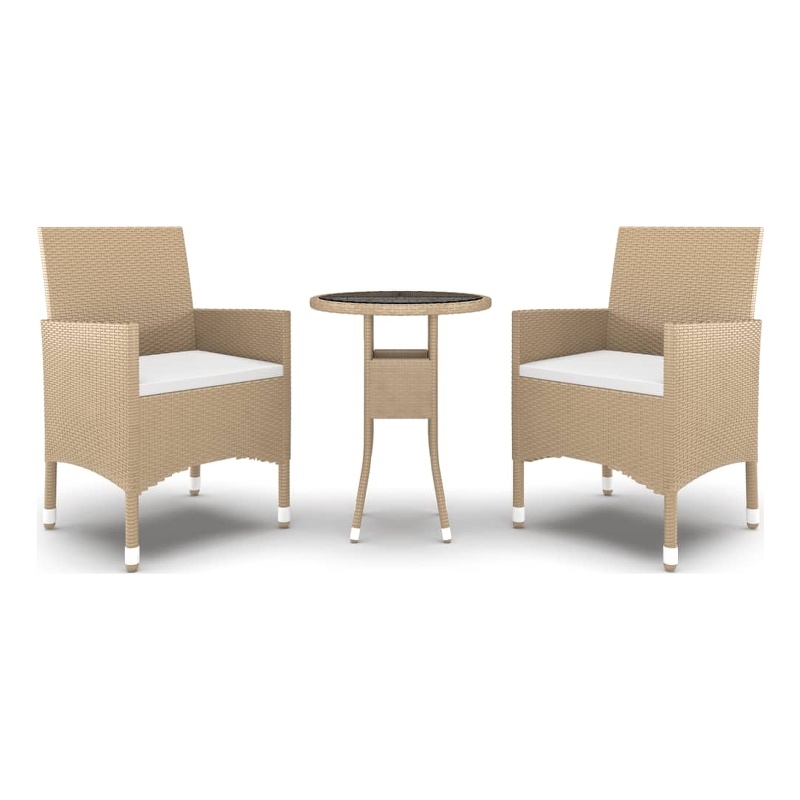 Bowery Hill Contemporary Powder-Coated Garden Dining Set in Beige