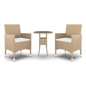 Bowery Hill Contemporary Powder-Coated Garden Dining Set in Beige