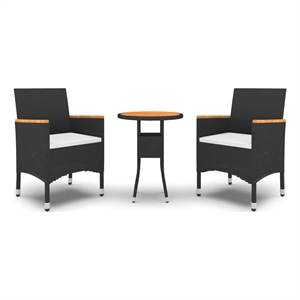 Bowery Hill Contemporary Garden Dining Set in Black/Cream White