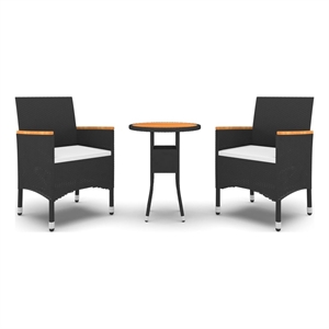 Bowery Hill Contemporary Garden Dining Set in Black/Cream White