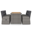 Bowery Hill Outdoor Dining Set in Gray Poly Rattan/Dark Gray Cushion