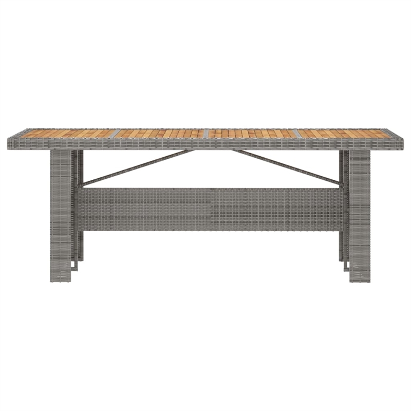 Bowery Hill Outdoor Dining Set in Gray Poly Rattan/Dark Gray Cushion