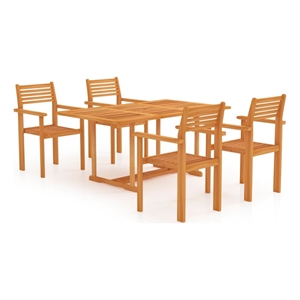 Bowery Hill Contemporary Weather-Resistant Garden Dining Set Teak/Brown