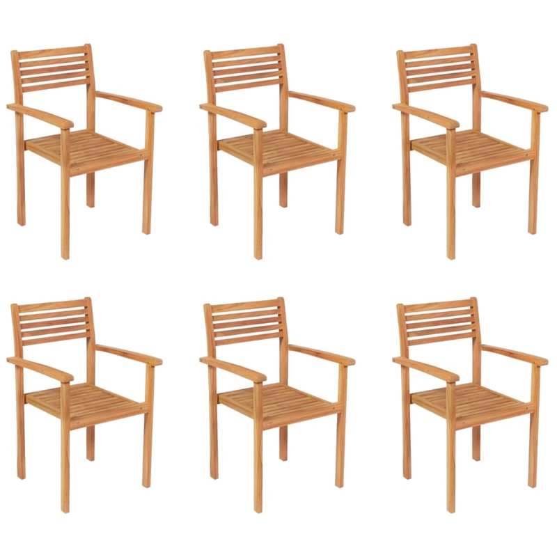 Bowery Hill Solid Teak Wood Large Stackable Garden Dining Set in Warm Brown