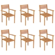 Bowery Hill Solid Teak Wood Large Stackable Garden Dining Set in Warm Brown