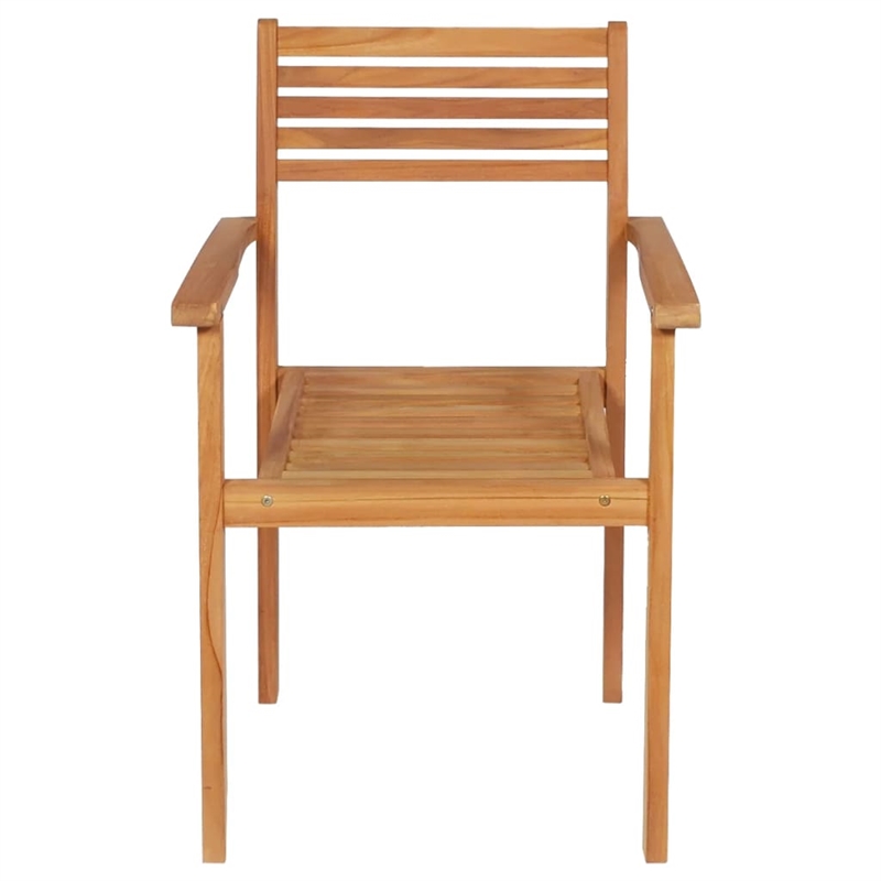 Bowery Hill Solid Teak Wood Large Stackable Garden Dining Set in Warm Brown