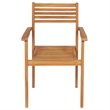 Bowery Hill Solid Teak Wood Large Stackable Garden Dining Set in Warm Brown