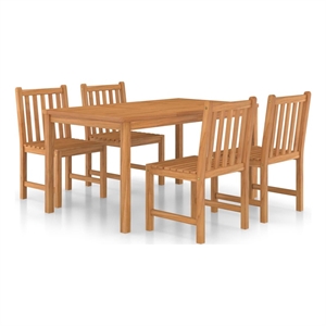 Bowery Hill Solid Teak Wood Garden Dining Set in Warm Natural Teak